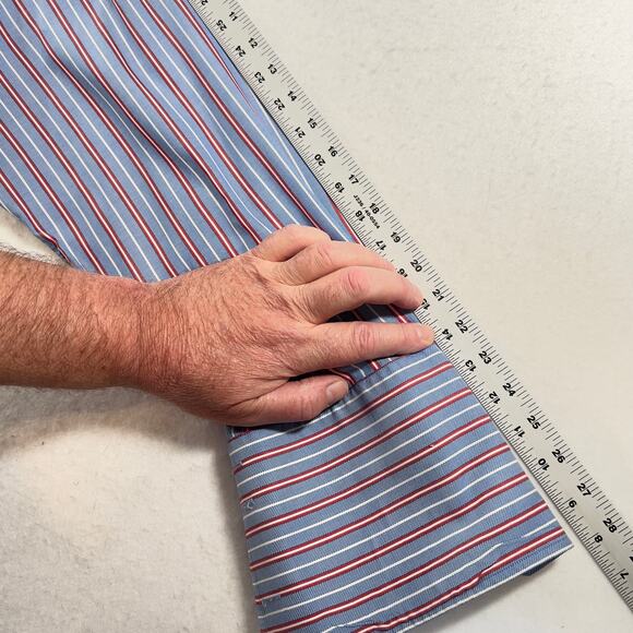 Pink Thomas Pink Prestige Button Shirt Men 17.5 35.5 FRENCH CUFF Blue Red Stripe - Picture 9 of 13